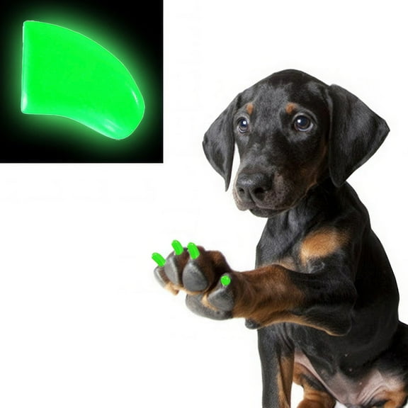 Pretty Claws Alien Glow in the Dark Nail Caps for Dogs - Medium Size - 60 Pack ~ Stylish