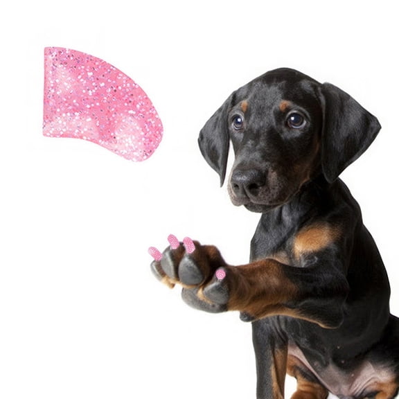 Pretty Claws Antique Rose Glitter Nail Caps for Dogs - X-Large Size - 60 Pack ~ Stylish