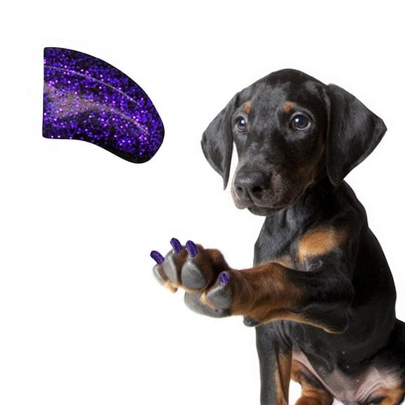 Pretty Claws Blackberry Glitter Nail Caps for Dogs - XXL Size - 60 Pack ~ Stylish