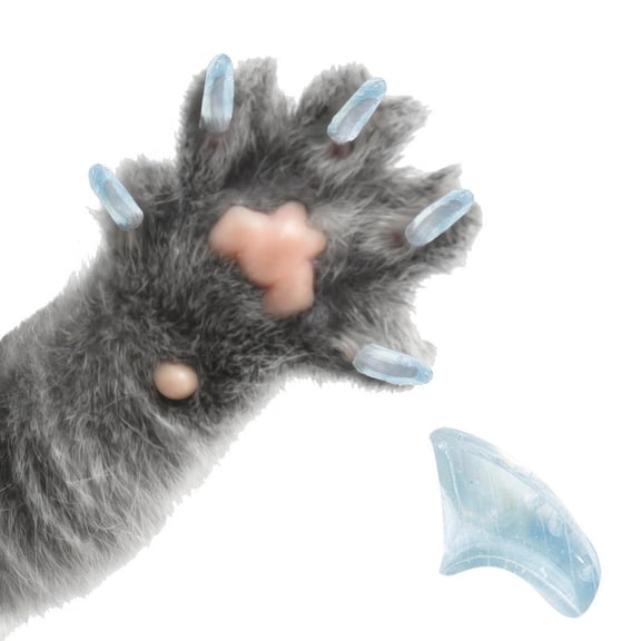 Pretty Claws Crystal Clear Nail Caps for Cats - Kitten Size - 60 Pack ~ Stylish