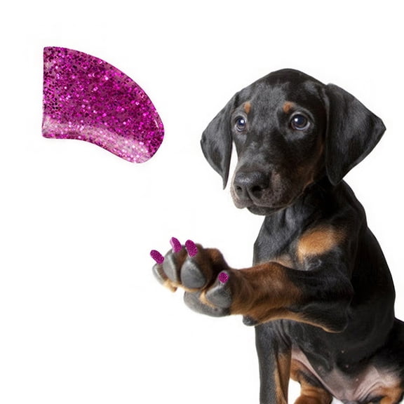 Pretty Claws Electric Lollipop Pink Glitter Nail Caps for Dogs - Jumbo Size - 60 Pack ~ Stylish