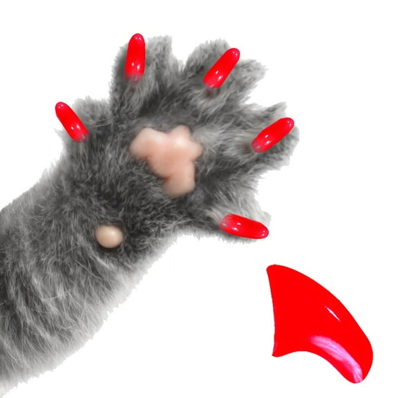 Pretty Claws Fluorescent Red Nail Caps for Cats - Large Size - 60 Pack ~ Stylish