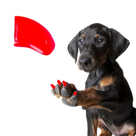 Pretty Claws Fluorescent Red Nail Caps for Dogs - X-Large Size - 60 Pack ~ Stylish