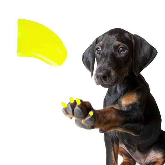 Pretty Claws Fluorescent Yellow Nail Caps for Dogs - XXL Size - 60 Pack ~ Stylish