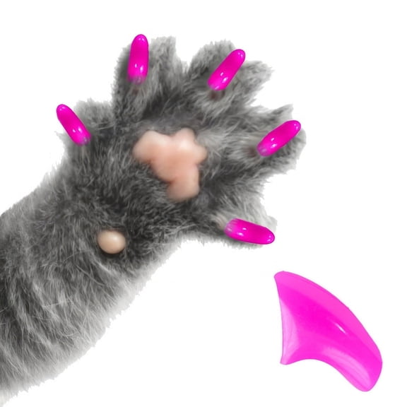 Pretty Claws Fuscia Pink Glitter Nail Caps for Cats - Small Size - 60 Pack ~ Stylish
