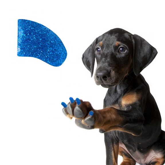 Pretty Claws Sapphire Glitter Nail Caps for Dogs - Medium Size - 60 Pack ~ Stylish