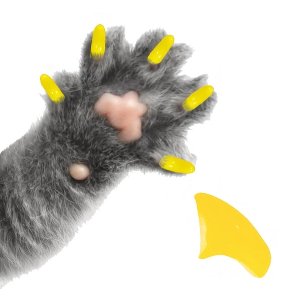 Pretty Claws Sunny Yellow Nail Caps for Cats - Large Size - 60 Pack ~ Stylish