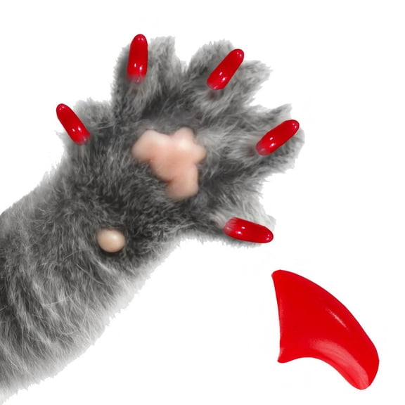 Pretty Claws Wild Cherry Red Nail Caps for Cats - Large Size - 60 Pack ~ Stylish