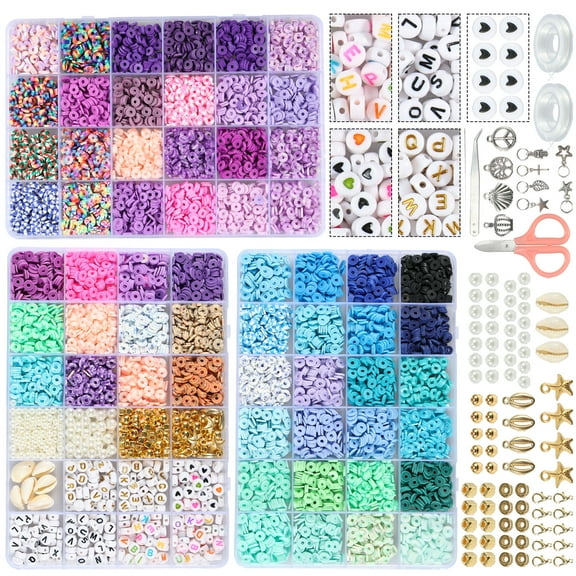 Pretty Clay Beads for Bracelet Making Kit Large-Content Clay Beads Seed Beads DIY Craft Kit Cute Clay Beads Kit for Gift