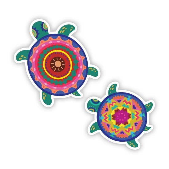 Pretty Colorful Sea Turtles Swimming - 12" Vinyl Sticker Waterproof Decal
