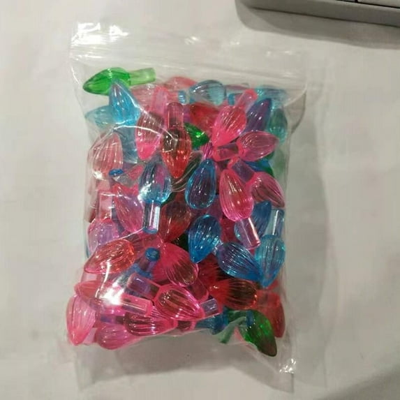 Pretty Comy 100PCS Mini Replacement Lights Bulbs for Ceramic Christmas Tree Multi Colors Plastic Light Accessories Ornaments Home Decoration 100PCS