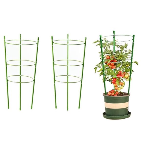 Pretty Comy 18 Green Plastic Wrapped Iron Tomato Plant Cage with Slip and Shock Resistant (2 Count)