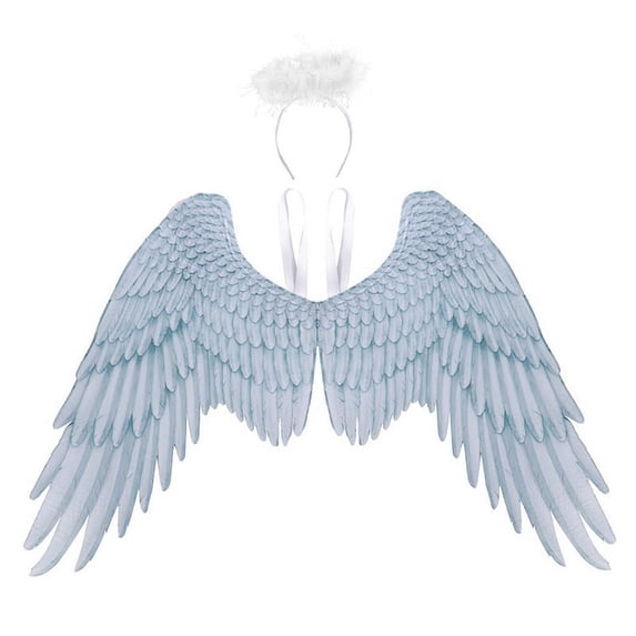 Pretty Comy 1Pcs Beautiful Soft Adult Women man Cosplay Costume Black and White Angel Wing for Halloween Christmas Unisex Oversized