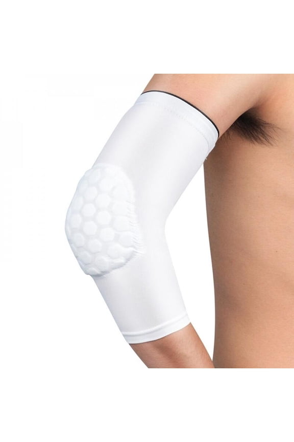 1pc Elbow Pad Protector Anti-slip Compression Arm Guard Brace Support Sleeve For Fitness White L