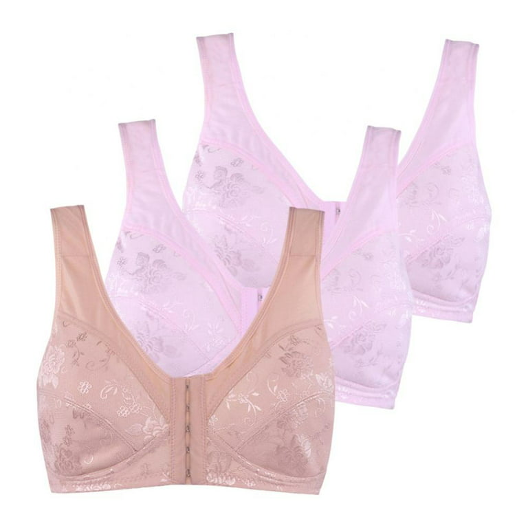 Pretty Comy 3 Pack Women's Easy On Front Close Wirefree Bra 