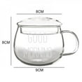 thumbnail image 1 of Pretty Comy 350ml Heat-Resistant Glass With Handle Milk Mug Breakfast Cup Microwave Mug Round Fun Single Cup White Letter With Round Lid White, 1 of 6