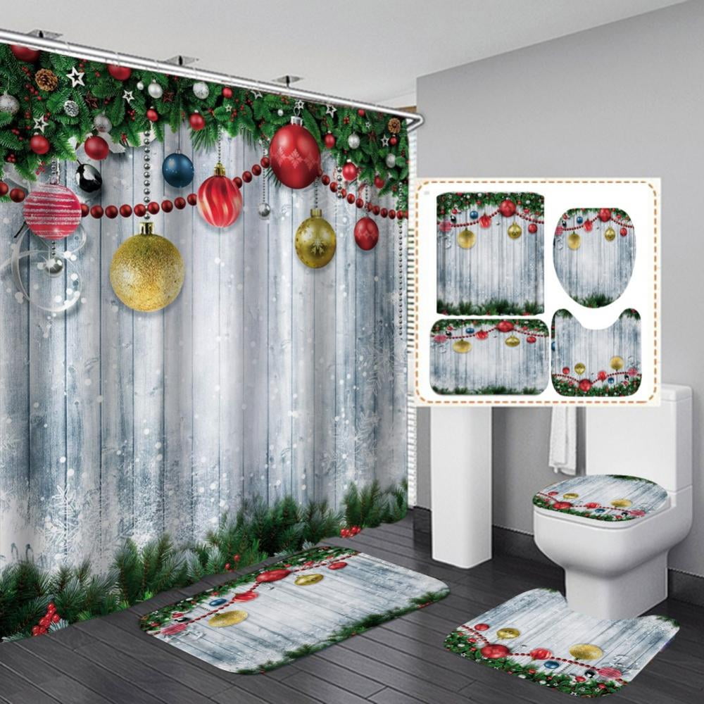 Christmas shower curtain set discount