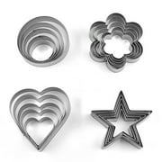 Pretty Comy 5pcs Metal Cookie Cutters Set Star, Round Biscuit, Heart, Mini Flower Cookie Cutter Molds for Baking Mini Cookie Cutters Set