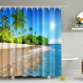 thumbnail image 1 of Pretty Comy 70 x 70 Inches HD Seascape Printed Polyester Shower Curtains with 12 C-Shape Plastic Hanging Hooks Beautiful Bath Decor, 1 of 5
