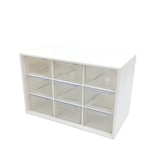 Pretty Comy 9 Grids Desktop Storage Box Jewelry Drawer Dust-proof Plastic Cosmetic Earrings Makeup Container Organizer