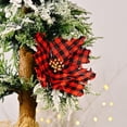 thumbnail image 1 of Pretty Comy Christmas Buffalo Plaid Poinsettias 6 Inches Artificial Christmas Tree Ornaments Checked Xmas Flower for Rustic Christmas Tree Wreath Garland, 1 of 6