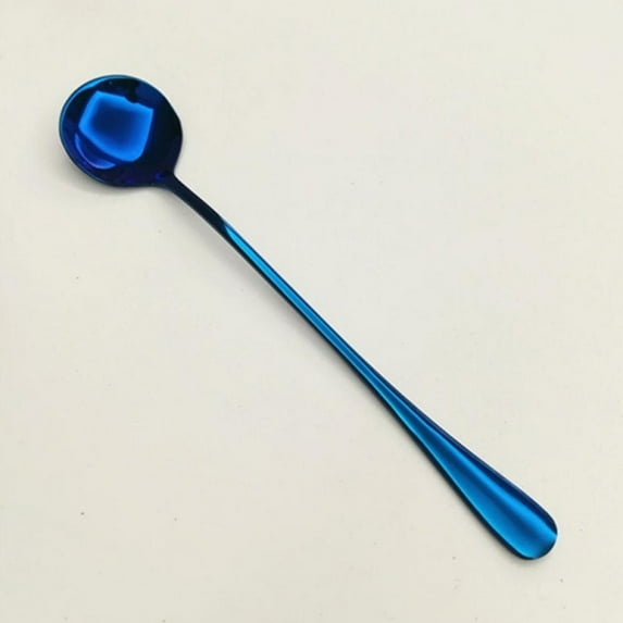 Pretty Comy Creative Colorful 304 Stainless Steel Soup Multi Purpose Deepened Public Spoon Tableware Ice Cream Dessert Tea Stirring Spoon Blue