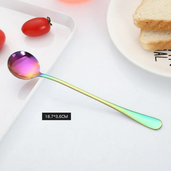 Pretty Comy Creative Colorful 304 Stainless Steel Soup Multi Purpose Deepened Public Spoon Tableware Ice Cream Dessert Tea Stirring Spoon Color
