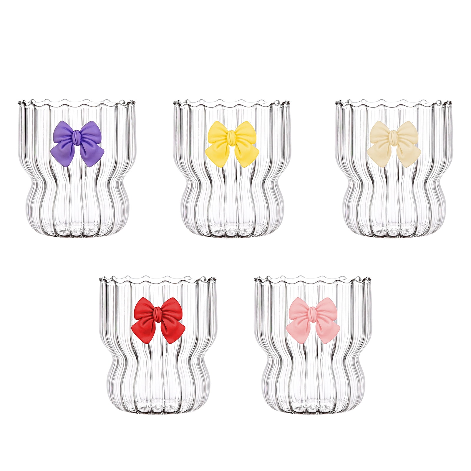 Pretty Comy Drinking Glasses with Bow-knot Ripple Drinking Glasses Cute For Coffee Cocktail ...