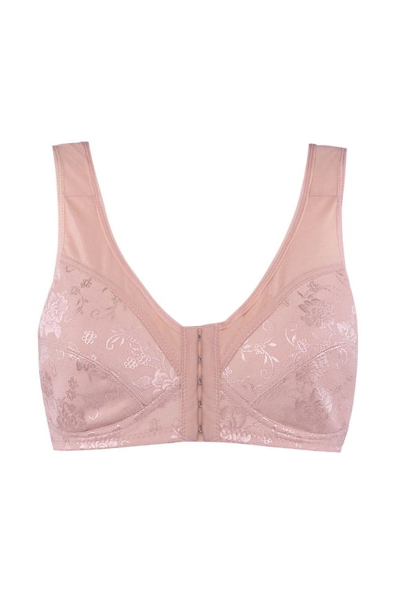 Front Closure Bra for Women Full Coverage Wirefree Lace Push Up Brassiere 42