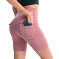 Pretty Comy High Waist Biker Shorts with Pockets, Women Yoga Gym Shorts