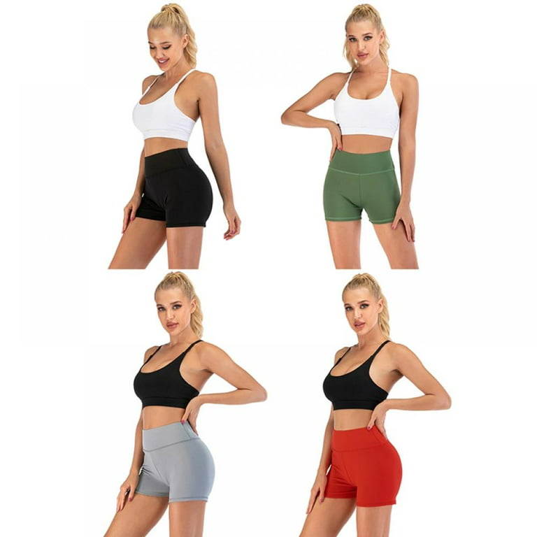Women's Cycling Shorts Stretch High Waist Tummy Control Short Leggings with  Pockets Breathable Pants for Running Gym Yoga