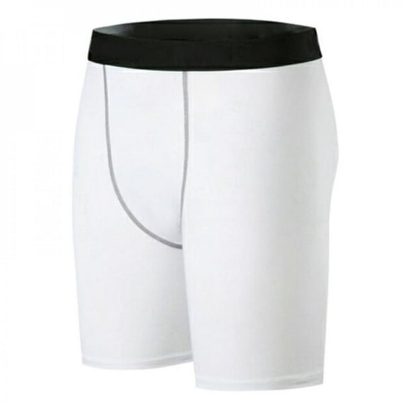 Pretty Comy Men Compression Short Running Tights Men's Quick Dry Gym Fitness Sport Leggings Running Shorts Male Underwear Sport Shorts White 2XL