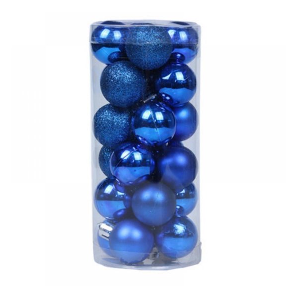 Pretty Comy Shatterproof Blue Plastic Christmas Ball Ornaments, 24 Count (1.2")