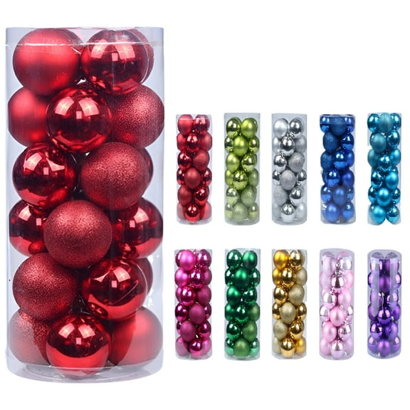 Pretty Comy Shatterproof Red Christmas Ball Ornaments, 24 Count (1.2")