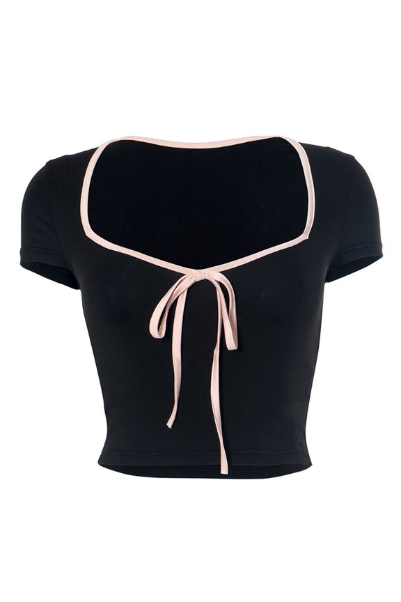 Slim Fit T-shirt Straps Slimming Top Contrasting Colors Sweet Hottie Crop Top