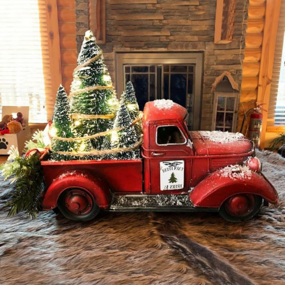 Pretty Comy Vintage Red Truck Christmas Table Decoration Resin ...