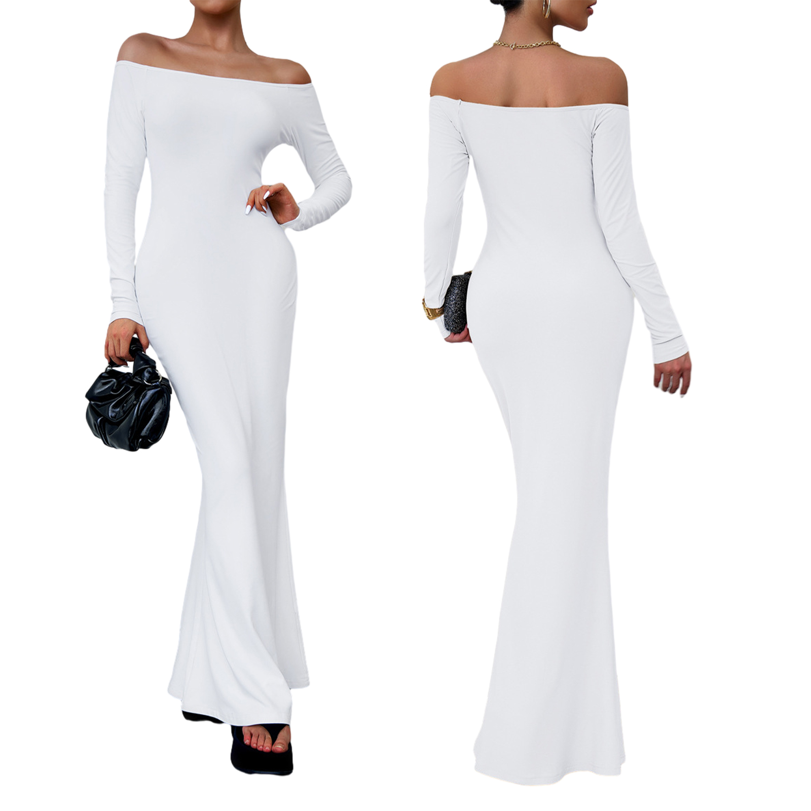 blue dress for baby girl Women's Dresses Annabel Bodycon Maxi Dress White XL by Selfie Leslie Clearance