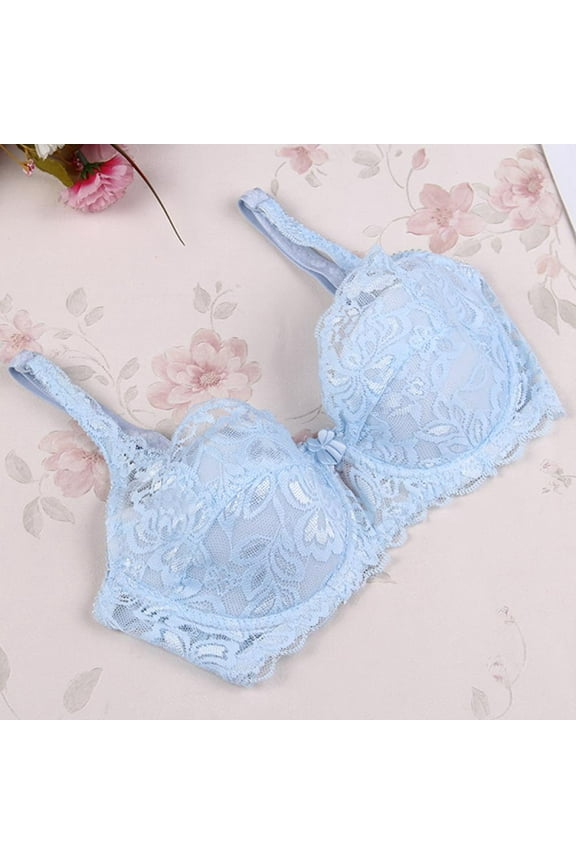 Women's Bow Lace Push Up Bra 32-40 Back Closure Brassiere Underwear,1Pack