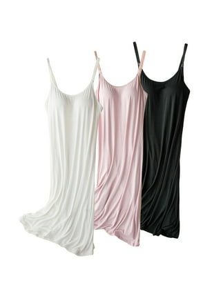 Women's Long Cotton Nightgown Soft Summer Cami Lace Bowknot Low Back  Sleeveless Chemise Pajama Dress Shelf Bra