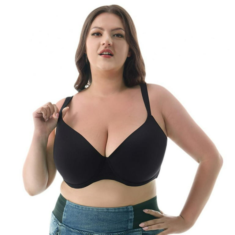 Pretty Comy Women's Minimizer Bra Unlined Underwire Full Figure Lace Bra  Plus Size Full Coverage Unpadded Bra for Everyday Wear 