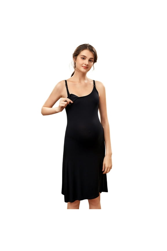 Women's Nursing Nightgown Maternity Dress Breastfeeding Gown Full Slips Sleepwear
