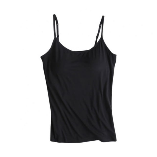 Pretty Comy Women's Plus Size Camisole Shelf Bra Spaghetti Straps Tank Top