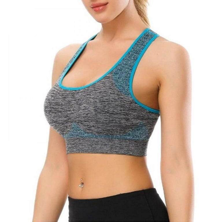 Pretty Comy Womens Quick Dry Removable Pads Sports Bra Mesh Wirefree Yoga  Brassiere Push Up Seamless Fitness Bras 