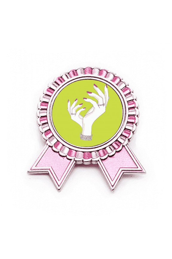 Pretty Coquettish Wrist Finesse Badge Brooch Pin Pink Winner Award Medal