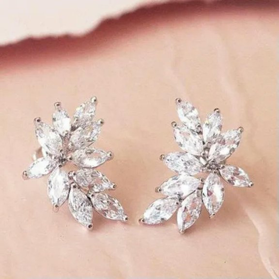 Pretty Cubic Zircon Wedding 925 Silver,Rose Gold Stud Earring Jewelry A Pair