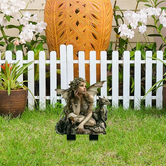 Pretty Cute Acrylic Garden Stake with Fairies and Hummingbirds, Vibrant Multicolor Outdoor Decoration for Flower Beds, Patio, Walkways, Weather-Resistant Art for Gardens and Backyard Landscaping