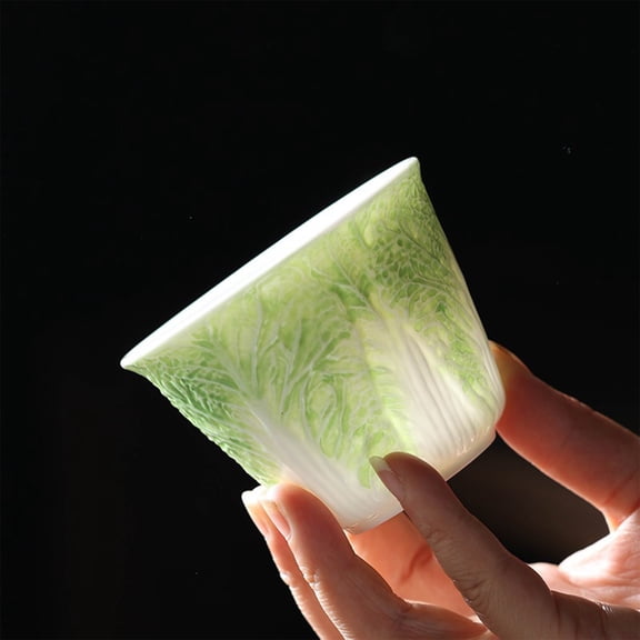 Pretty Cute Cabbage Cups Natural Colour- Green High-end Tea Bowl, Ceramic Cups- High-value Tea Set Large Capacity Tea Cups