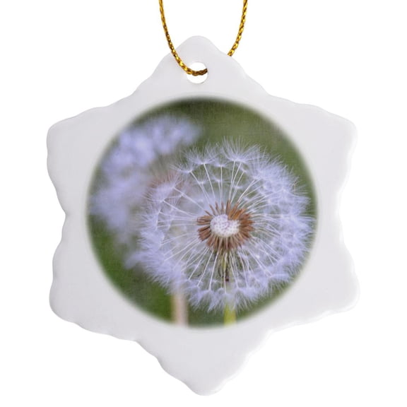 Pretty Dandelion Flower, 3 inch Snowflake Porcelain Ornament