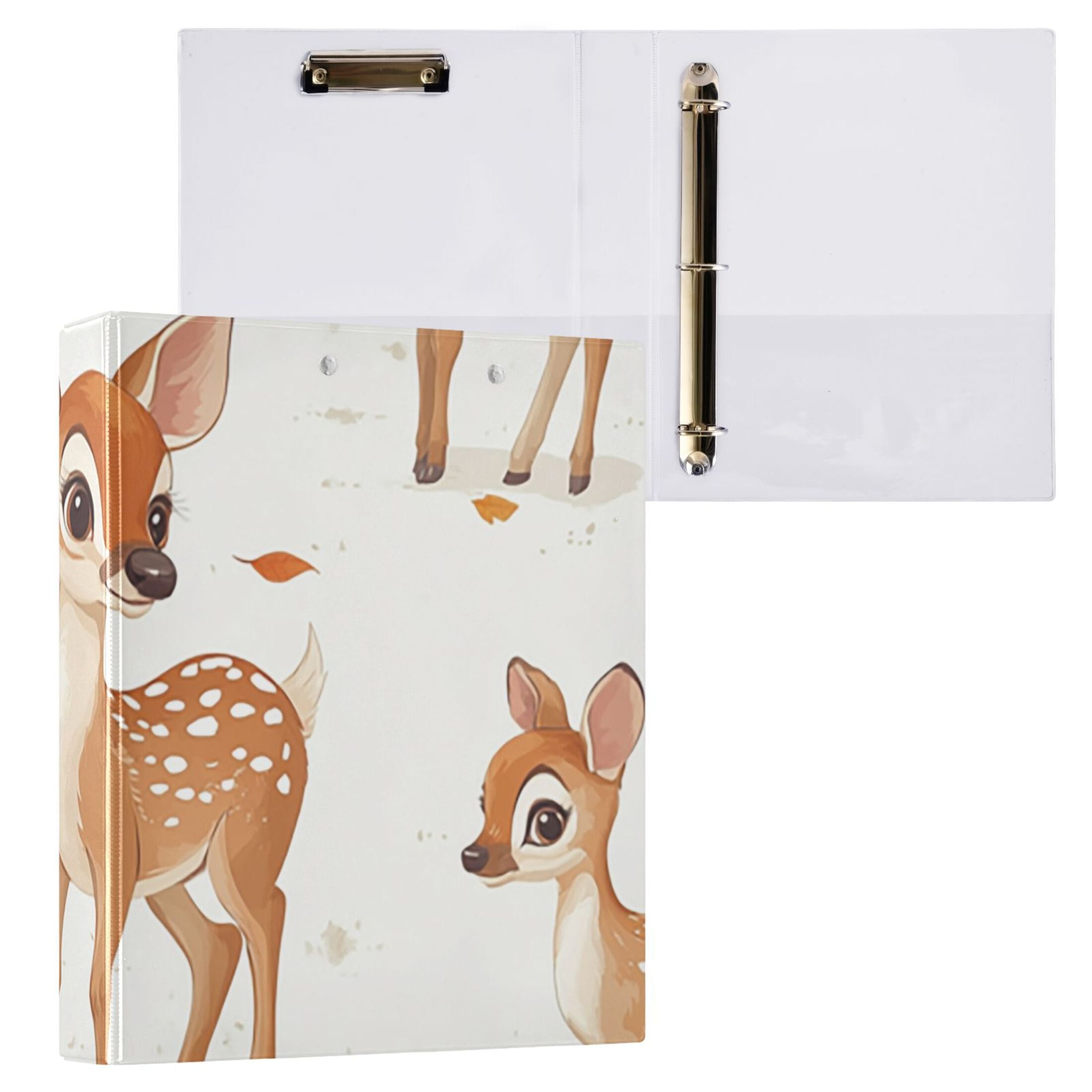 Pretty Deers 3 Ring Binders 1.5 inch Hardcover File Folders with Interior Pockets A4 Size Organizer for School Office Hospital