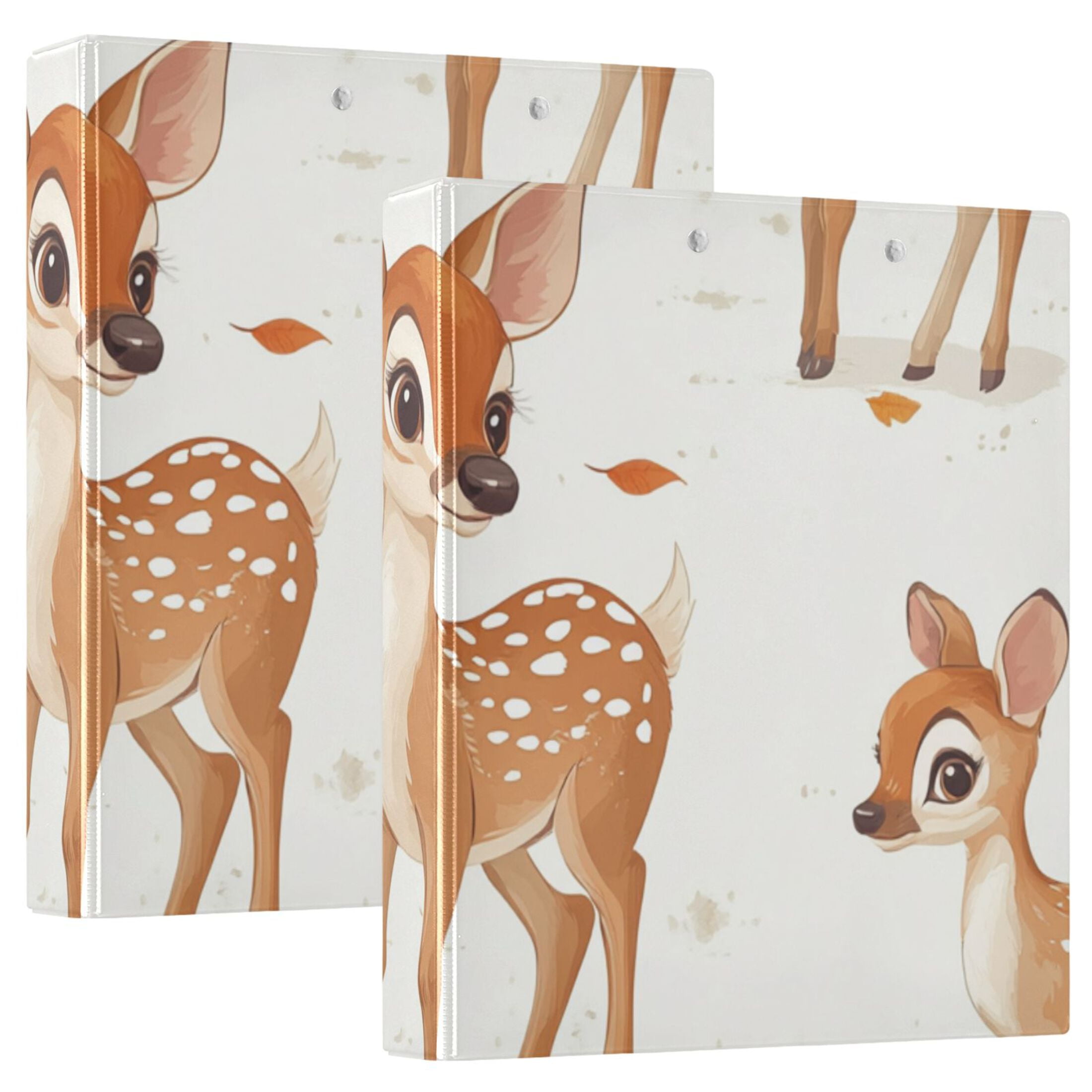 Pretty Deers 3 Ring Binders 1.5 inch Hardcover File Folders with Interior Pockets A4 Size Organizer for School Office Hospital